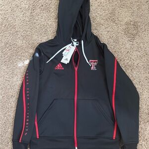 NWT adidas Texas Tech University Women's Size S Black Full Zip Hoodie JP1996